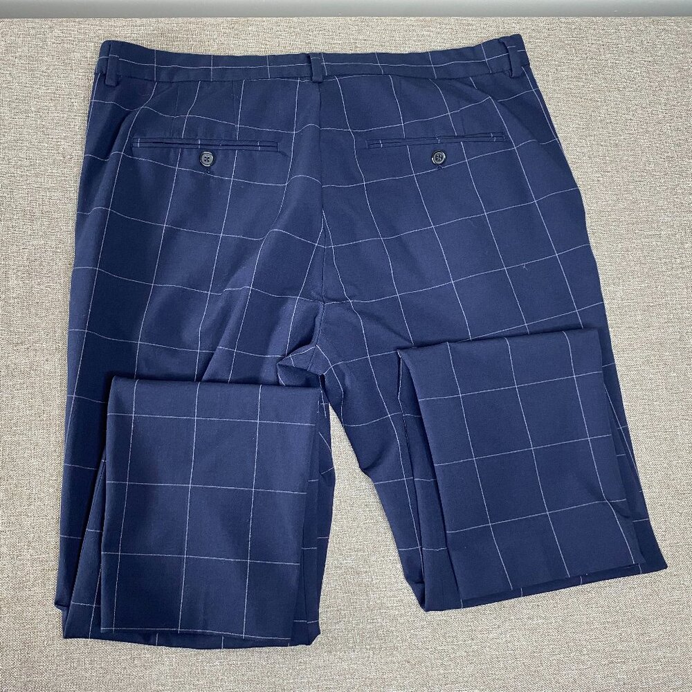 H&M SLIM FIT Dress Pants Men's 38 Mid Rise Blue Check Business Office - Picture 6 of 13